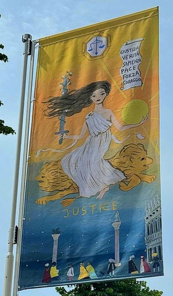 Serenissima flag at the Venice Biennale 2025